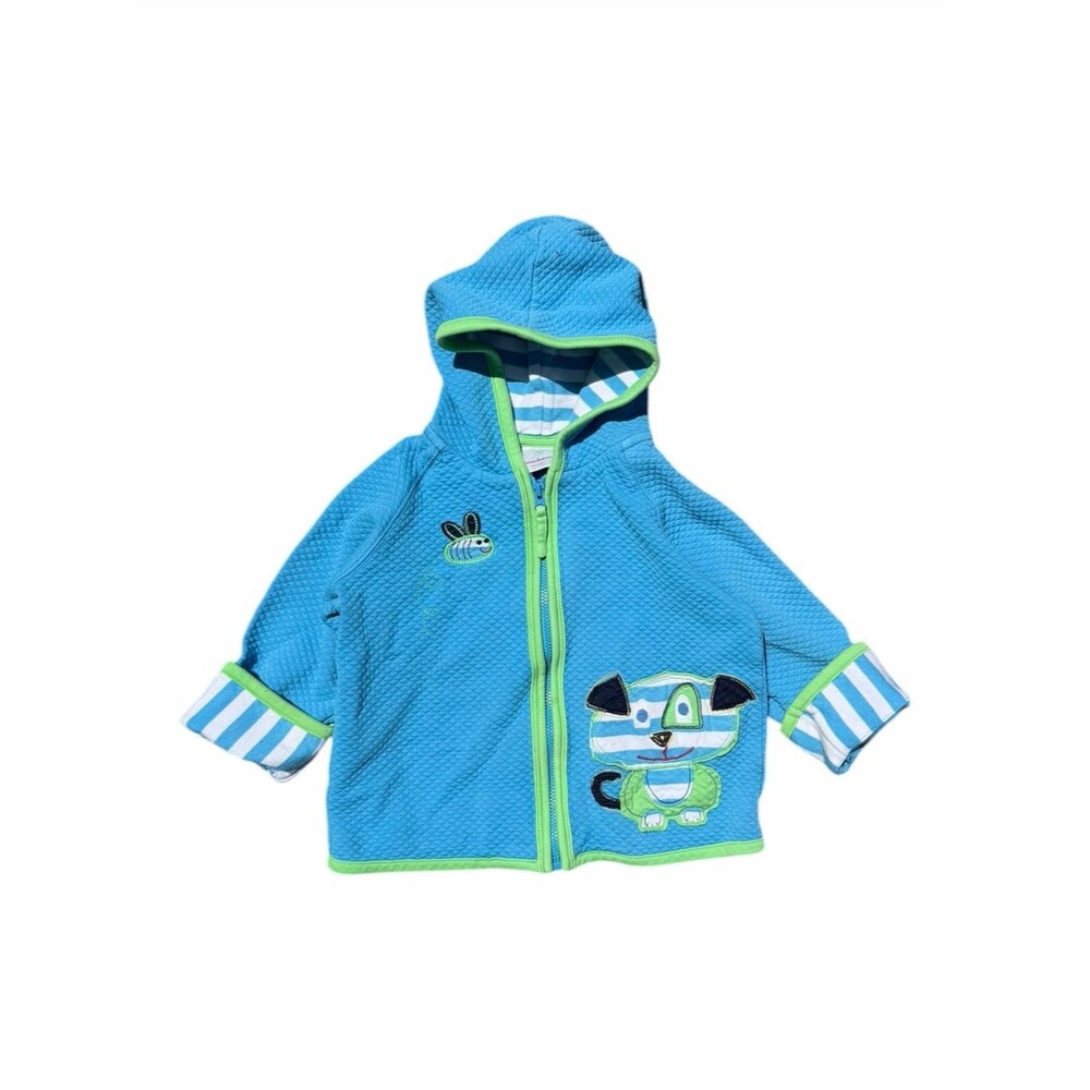 Hanna Andersson Quilted Blue Hoodie Jacket 2T Dog Appliqué Scandinavian Playwear